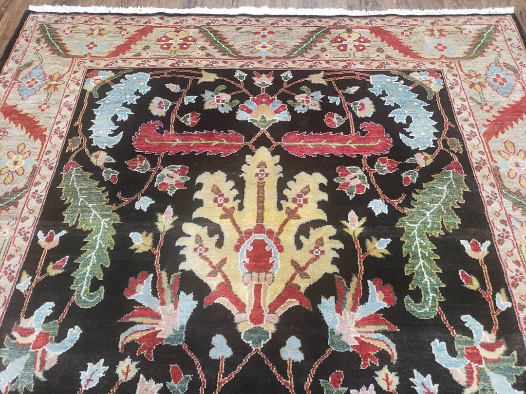 Peshawar Rug, 6x9 Rug, Hand Knotted Wool Area Rug, Black and Silver Rug, Unique Oriental Carpet, Handmade, Medium Sized Rug, Persian Rug