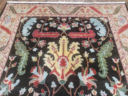 Peshawar Rug, 6x9 Rug, Hand Knotted Wool Area Rug, Black and Silver Rug, Unique Oriental Carpet, Handmade, Medium Sized Rug, Persian Rug