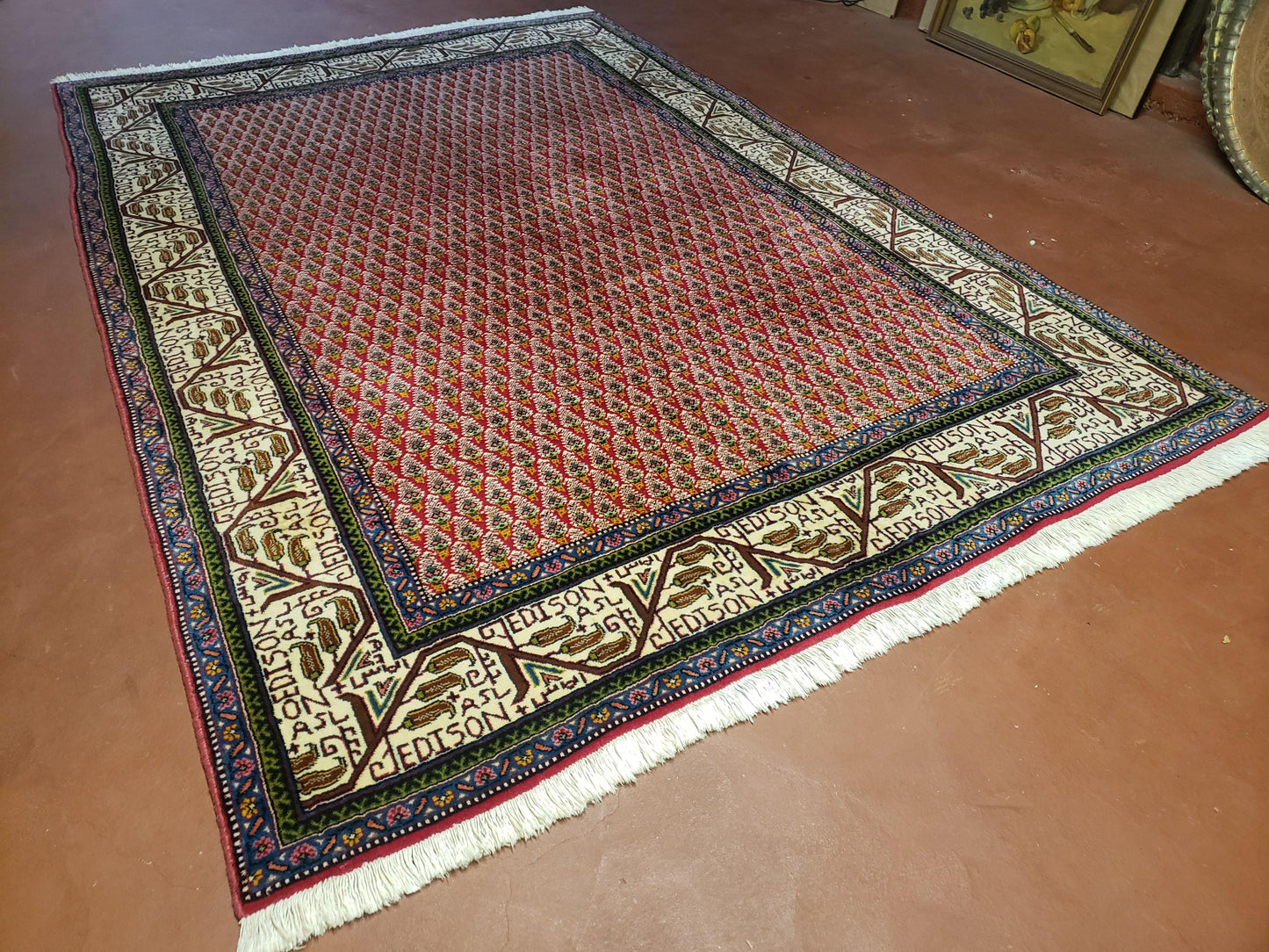 6x9 Finely Woven Turkish Tribal Rug, Boteh/Paisley Pattern, Red & Beige Area Rug, Vintage Wool Carpet, Entryway Rug, Hand-Knotted Foyer Rug-1