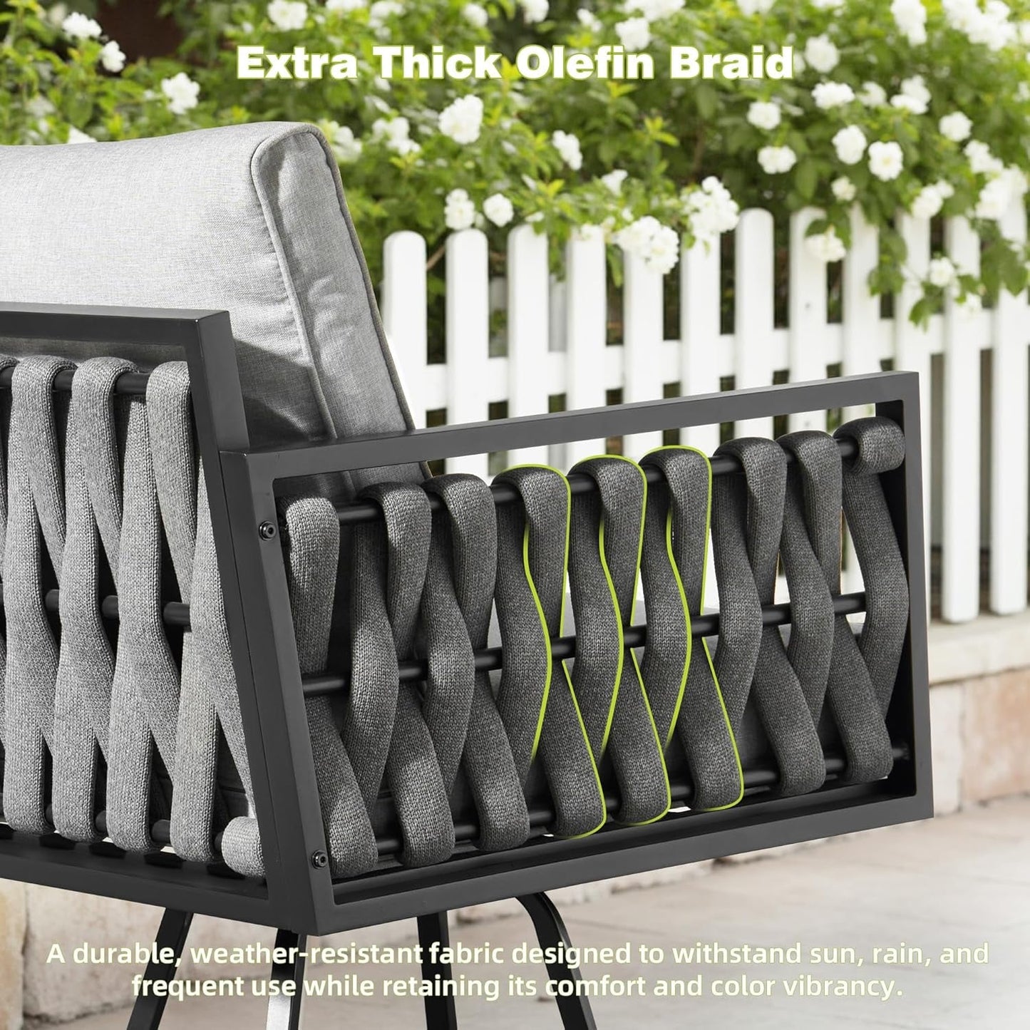 Outdoor Patio Furniture Set with Swivel Chair and Table