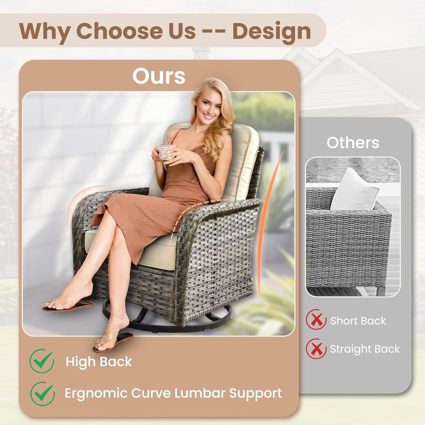 Beige All Weather Wicker Patio Furniture Conversation Set-2