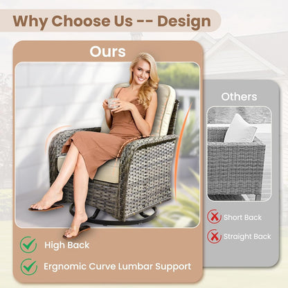 Beige All Weather Wicker Patio Furniture Conversation Set-2