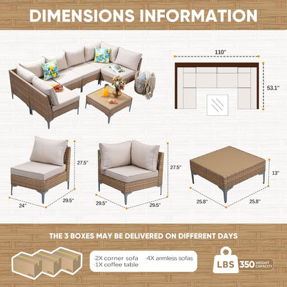 Seven Piece Wicker Patio Furniture Set with Cushions-2