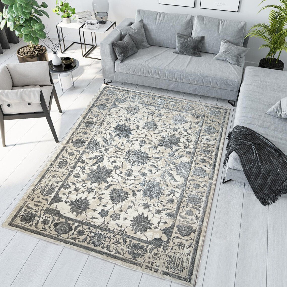 Canvello Area Rugs Premium Rugs for Living Room, Bedroom, Home Dining, Ivory, Grey, Beige
