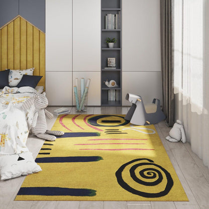 Canvello Hand Tufted Rug Hand Made Modern Area Rugs for Room Home Decor Carpet Rugs for Living Room Kids Decor Contemporary Abstract Design Yellow