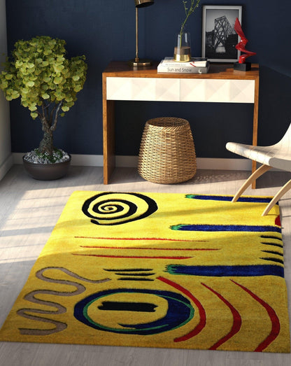 Canvello Hand Tufted Rug Hand Made Modern Area Rugs for Room Home Decor Carpet Rugs for Living Room Kids Decor Contemporary Abstract Design Yellow