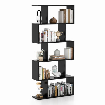 NNECW Geometric S-Shaped Bookcase with Anti-Toppling Device for Living Room/ Home/ Office