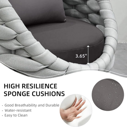 Aluminum Outdoor Patio Furniture Set with Coffee Table, 6 Piece Patio Conversation Sets with Washable Cushions Covers, Patio Sectional Furniture Set for Porch, Balcony, Deck, Yard-4