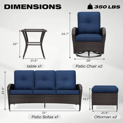 Outdoor Wicker Patio Furniture Set with Swivel Rockers