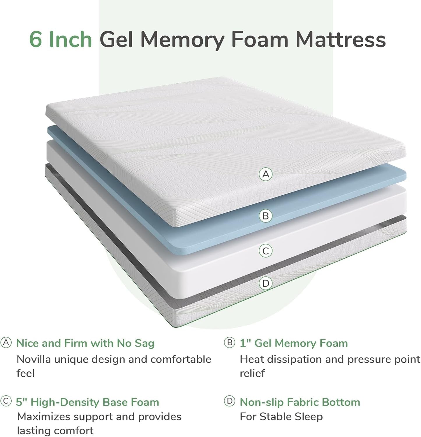 Cooling Memory Foam Queen Mattress for Back Pain Relief-1