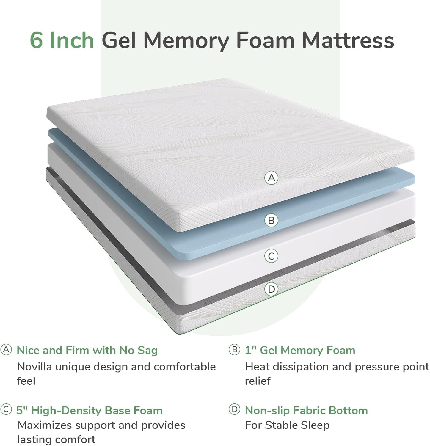 Cooling Memory Foam Queen Mattress for Back Pain Relief-1