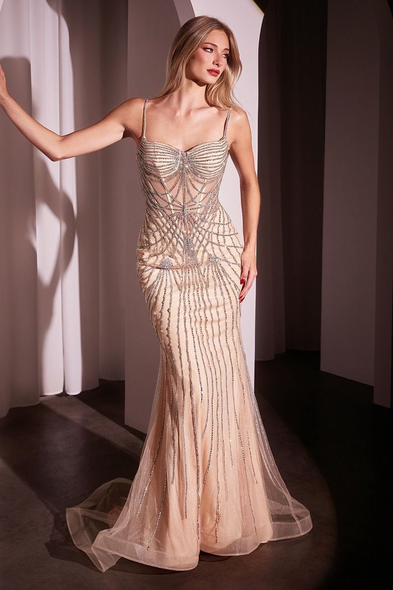 Fitted Pearl & Crystal Gown-4
