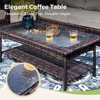 Oversized Wicker Patio Furniture Set with Swivel Chairs-3