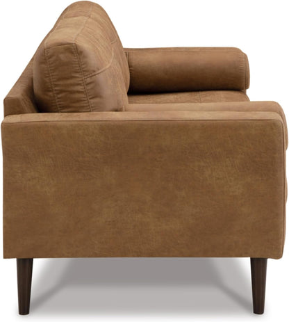 Contemporary Dark Brown Faux Leather Sofa with Pillows-4