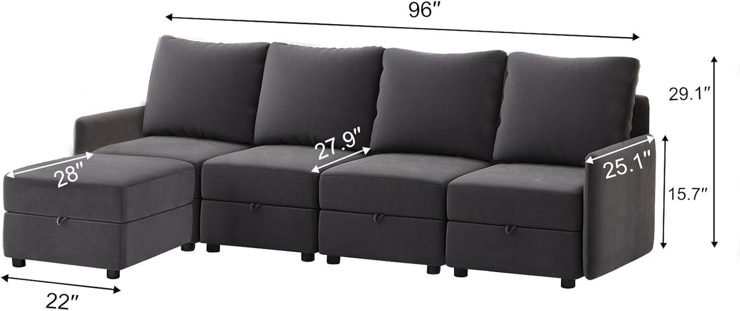 Convertible Modular Sectional Sofa with Memory Foam Comfort-2