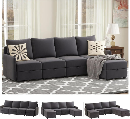 Convertible Modular Sectional Sofa with Memory Foam Comfort-0