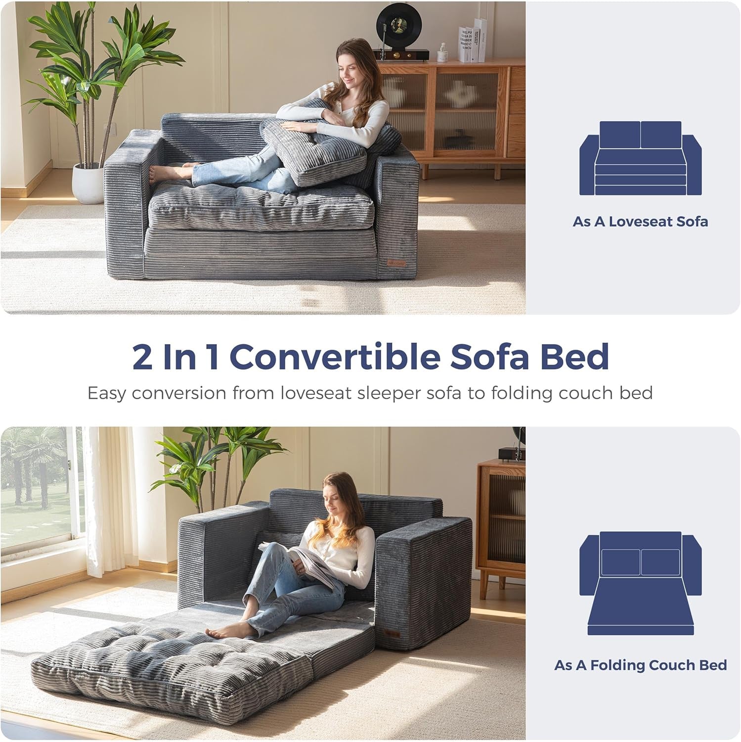 Convertible Sofa Bed With Pillows For Living Room-3