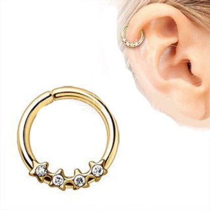 Gold Jeweled Stars Annealed Seamless Ring