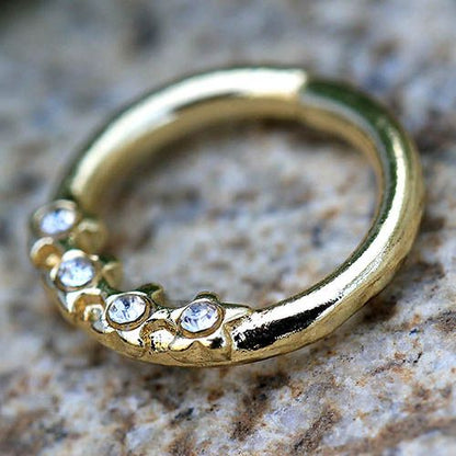 Gold Jeweled Stars Annealed Seamless Ring
