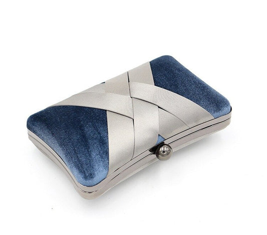 Criss Cross Satin Women Evening Bags Velvet Blue Color Party Small Day Clutch Handbags Pillow Design Holder