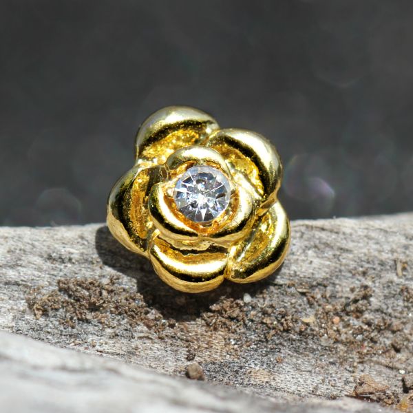 Gold Diamond Rose Cartilage Earring Cartilage Piercing Jewelry