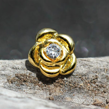 Gold Diamond Rose Cartilage Earring Cartilage Piercing Jewelry