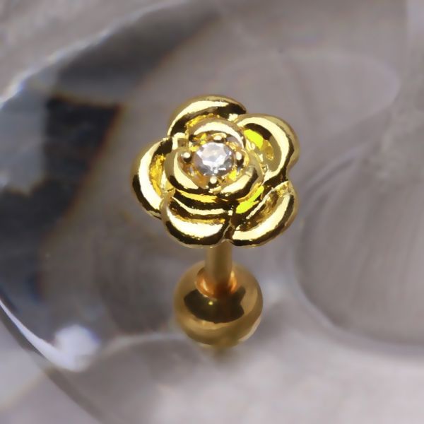 Gold Diamond Rose Cartilage Earring Cartilage Piercing Jewelry
