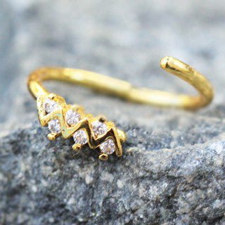Gold Jeweled Zig-Zag Cartilage Earring / Nose Hoop Ring