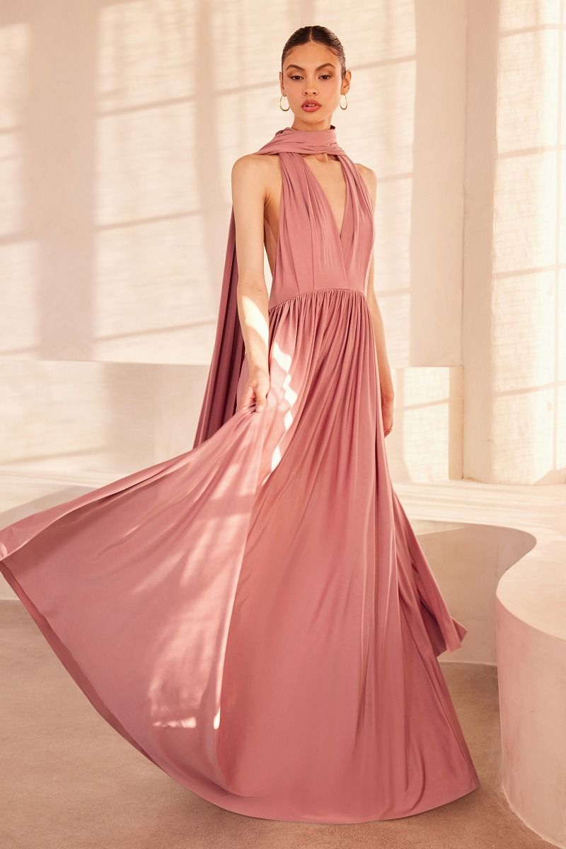 A-line dress with versatile neckline and multiple tie options-7