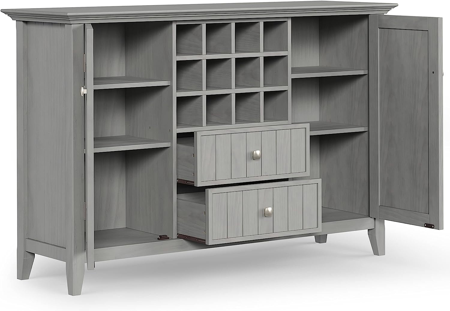 Fog Grey Solid Wood Transitional Sideboard Buffet and Wine Rack-4