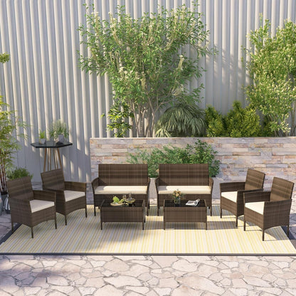 8-Piece Rattan Patio Furniture Set With Cushions-1