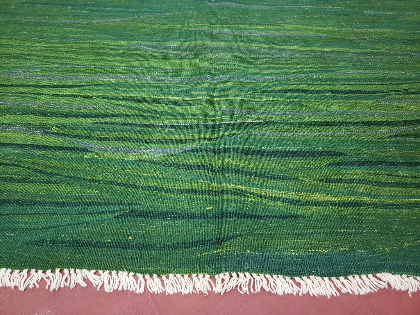 Green Turkish Kilim Rug, 6x9 - 7x10 Rugs, Bird, Handmade New Area Rug, Wool, Bohemian Boho Decor, Hand Woven, Modern Abstract Flat Weave Rug