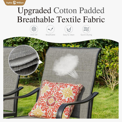 Patio Furniture Set Large Square Dining Table for 8 with Swivel Chairs Padded Textilene 9 Pieces Outdoor & Lawn Garden All Weather, Grayish Brown-Padded Textilene, 60''-3