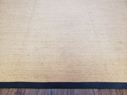 Jute Rug 8x10, Natural Jute Fiber Area Rug, Natural Sisal Area Rug with Black Border, 8x10 Carpet, Solid Jute Rug 8 x 10, Farmhouse Rug