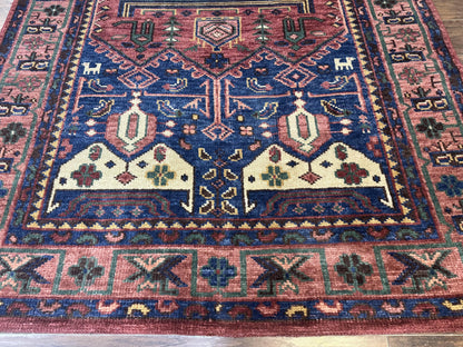 Persian Tribal Heriz Design Rug 6x9, Pottery Barn Rug, Hand Knotted Wool Vintage Rug