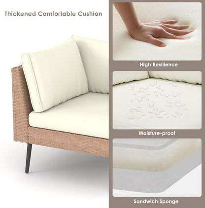 Outdoor Patio Sectional Furniture Set, 8 Piece Wicker Conversation Patio Furniture Wtih Extra Waterproof Cover and Thick Cushions for Garden, Backyard