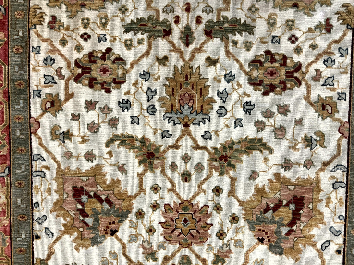 Flatweave Soumak Rug 6x9, Nourison Rug, Wool Handmade, Floral, Ivory-3