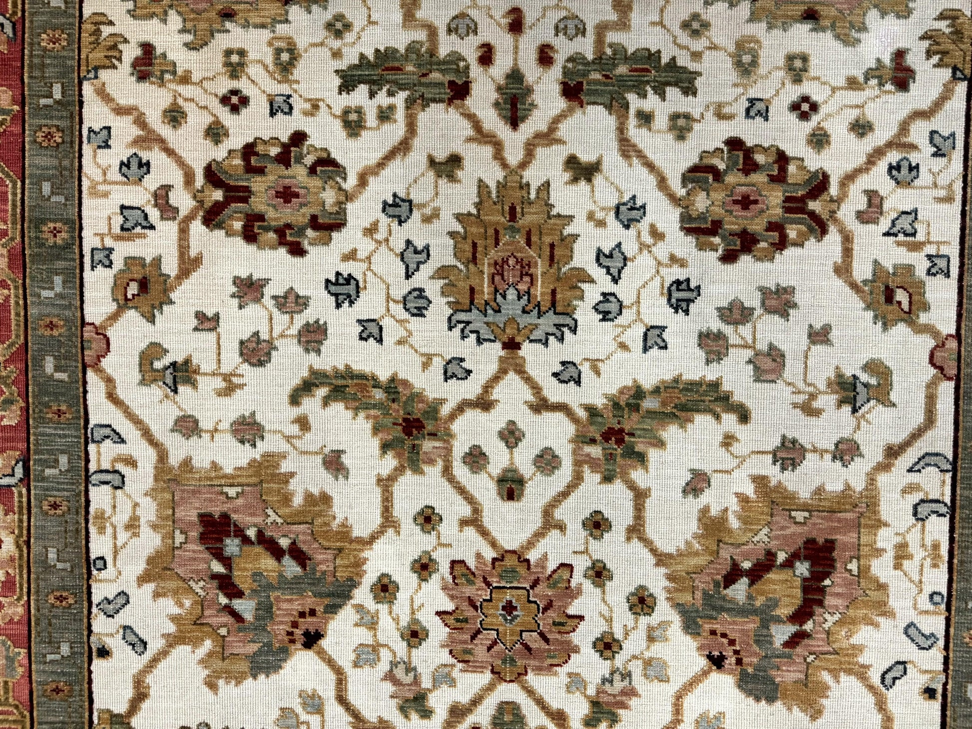 Flatweave Soumak Rug 6x9, Nourison Rug, Wool Handmade, Floral, Ivory-3