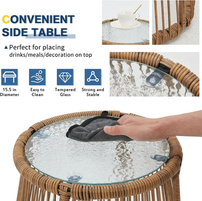 L Shaped Patio Furniture Set with Thick Cushions-3