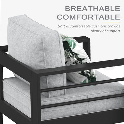 Aluminum Furniture Set with Fire Pit Table, 5 Pieces Patio Sectional Conversation Chat Sofa Modern Seating Set-3