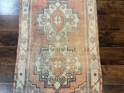 Antique Turkish Runner Rug 3 x 9.6, Farmhouse Rug, Geometric Runner, Handmade, Vintage Rug for Modern Home-1