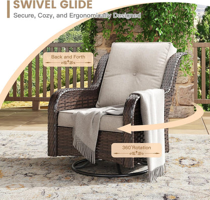 Nine Piece Outdoor Patio Wicker Furniture Set with Fire Table