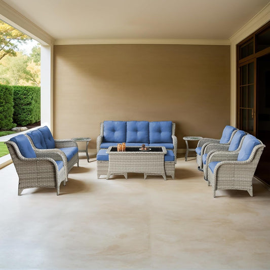 Cozy 11 Piece Outdoor Furniture Set with Swivel Chairs