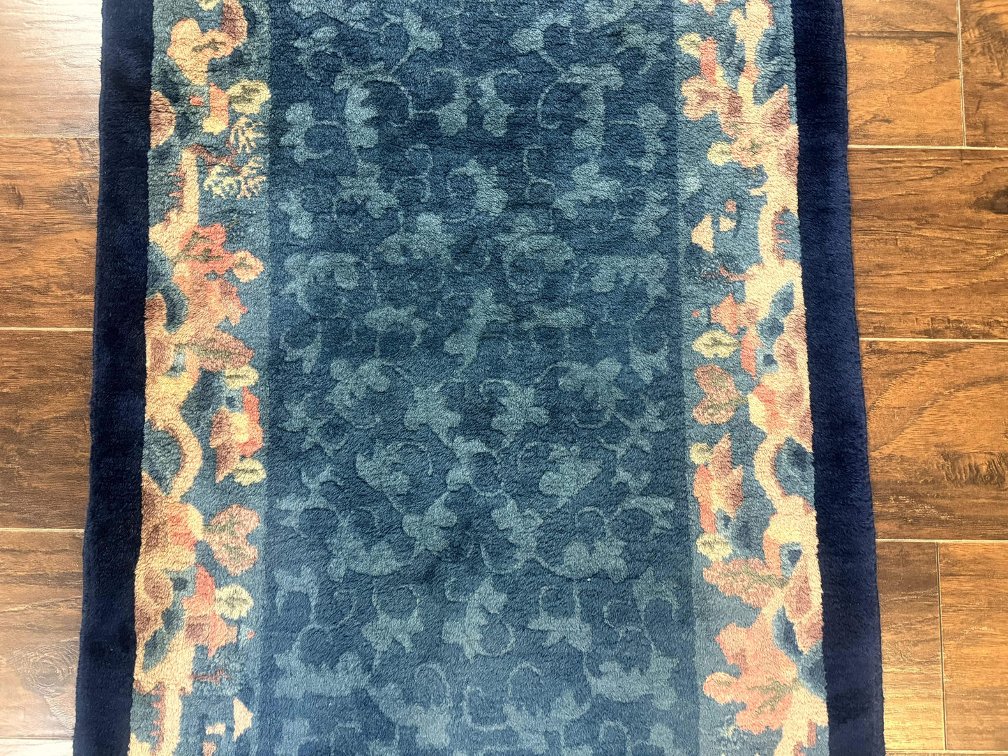 Blue Chinese Wool Rug 2.5 x 4, Peking Rug, Fete Rug, Semi Antique Chinese Carpet