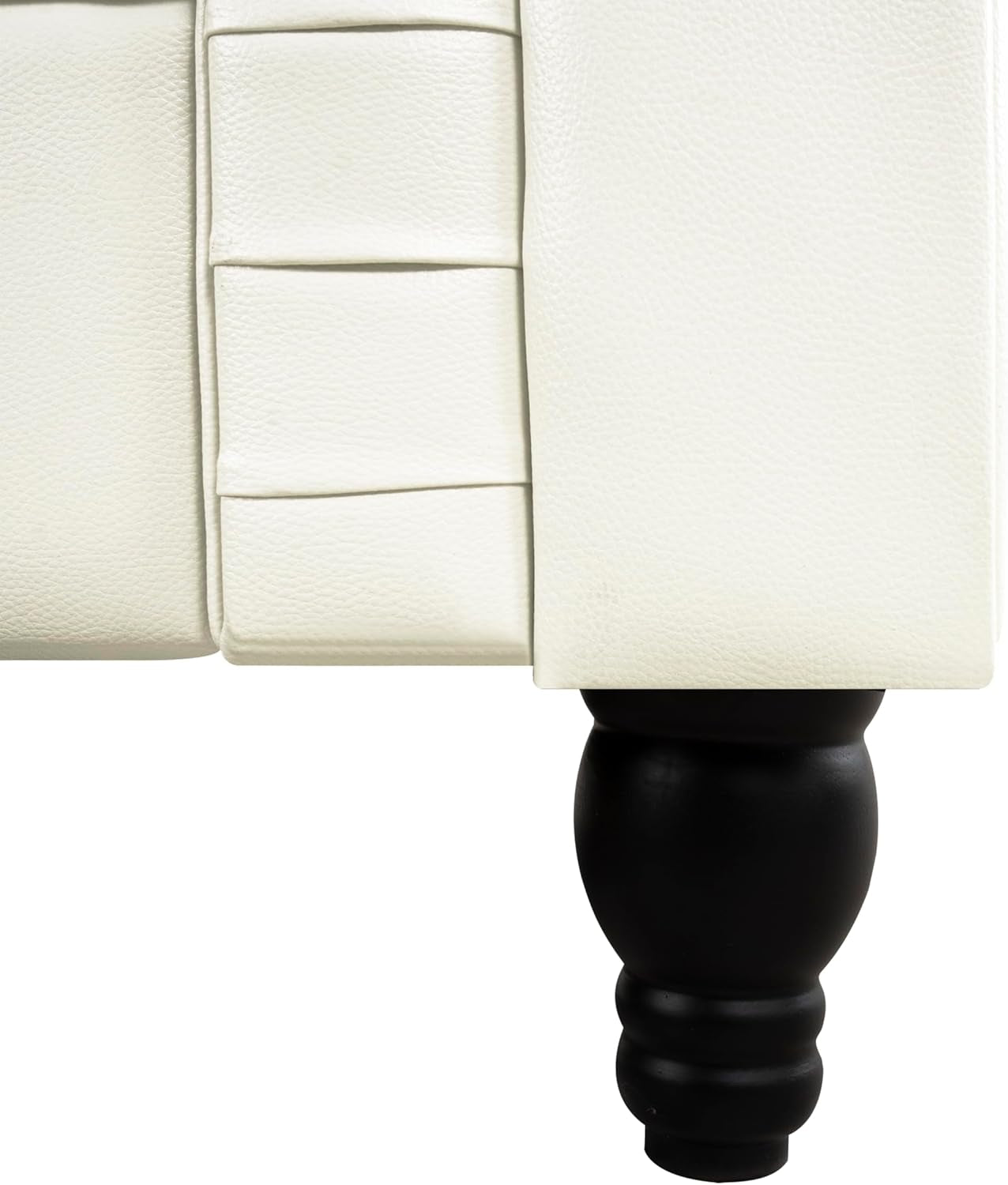 Emery Chesterfield 3 Piece Living Room Sectional Sofa Set Rolled Arms, Tufted Cushion Sofas for Living Room Set Includes Sofa, Loveseat Couch, Accent Arm Chair / Easy Tool-Free Assembly – off White-3