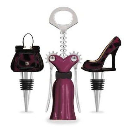 Dark Red Leopard Fashion Wine Stopper Set
