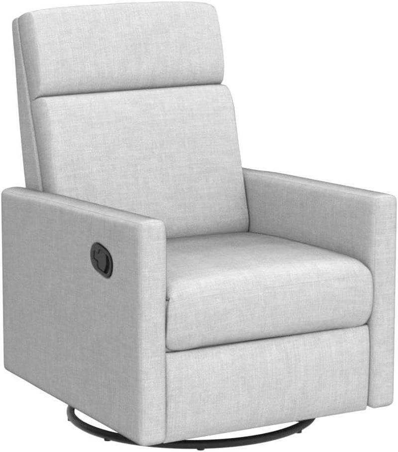 Modern Upholstered Manual Swivel Recliner Chair W/Headsupport Adjustable Nursery Glider Rocker for Living Room, Bedroom Gray