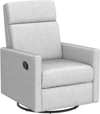 Modern Upholstered Manual Swivel Recliner Chair W/Headsupport Adjustable Nursery Glider Rocker for Living Room, Bedroom Gray