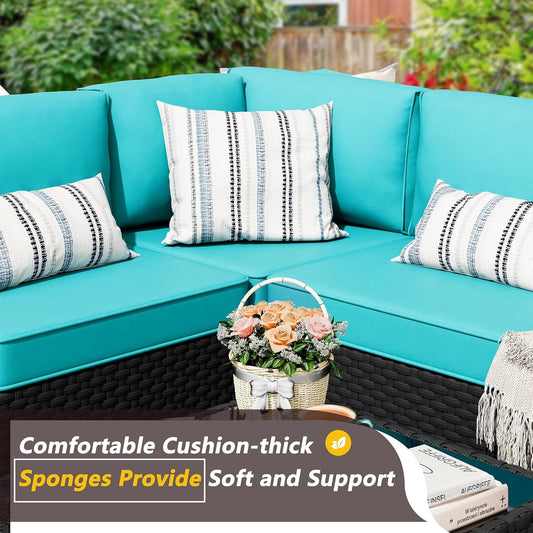 Five Piece Black Wicker Outdoor Patio Furniture Set