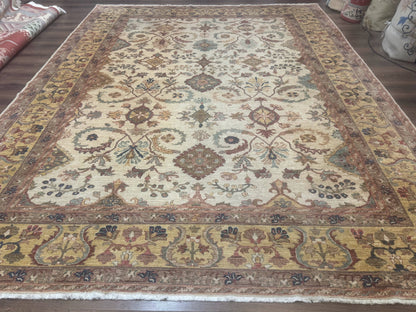 Egyptian Rug 9x12, Mahal Sultanabad Carpet, Handmade Wool Rug, Oatmeal Color-0